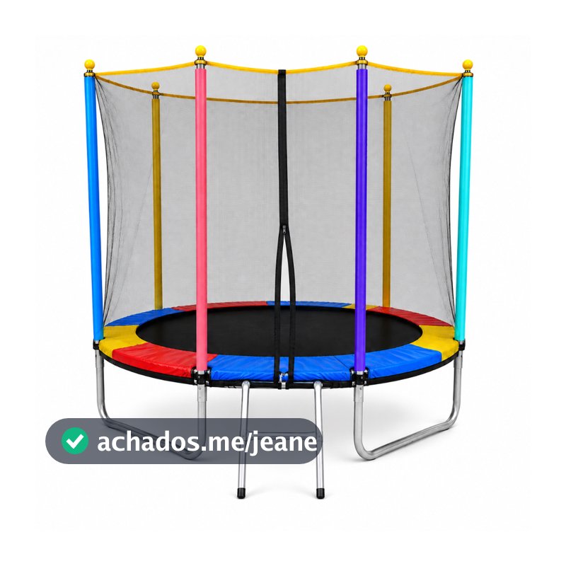 Cama Elástica Infantil 2,44m e 1,80m Pula Pula Escada Trampolim Rede de Proteção Colorida Casa Aréa Externa Presente