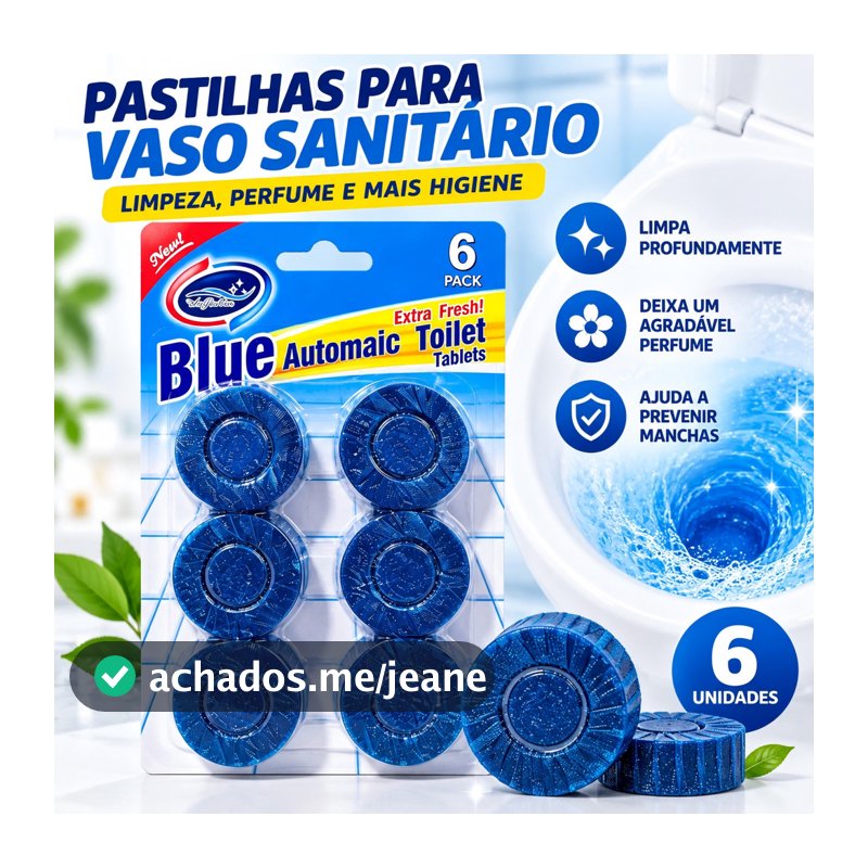 Kit 4/8/12/18 Pastilha Sanitária Vaso Sanitário Limpeza Profunda Antiodor Tira Manchas Perfumada
