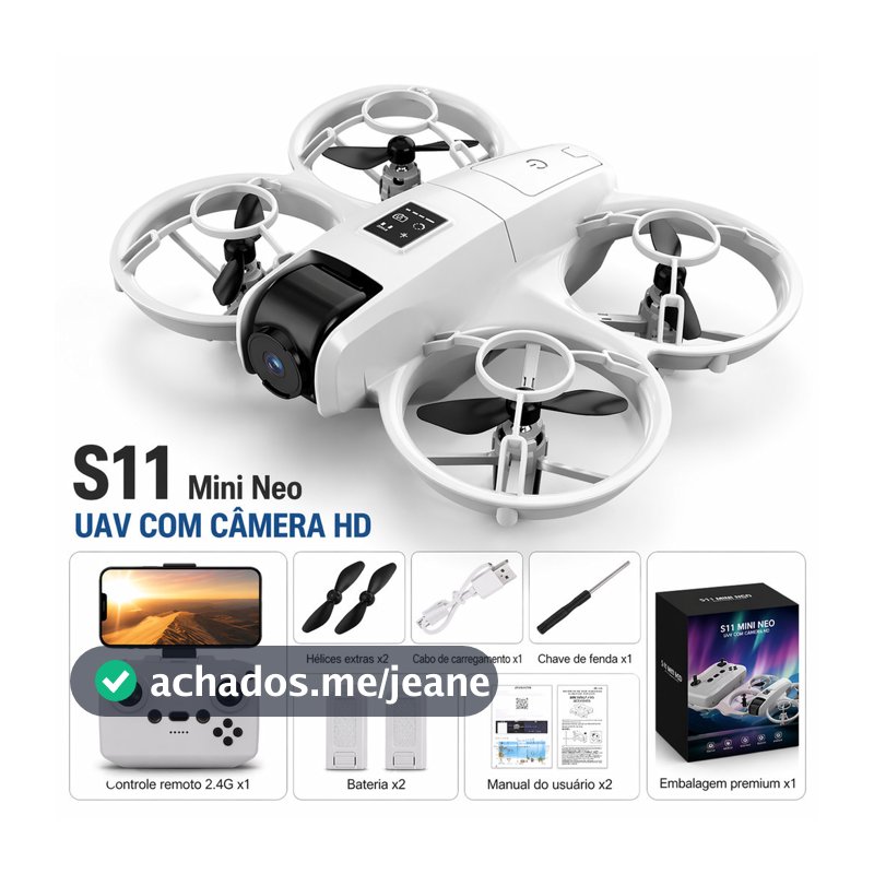 Drone Compacto com Câmera HD Estável Controle Remoto 360° Fácil Uso