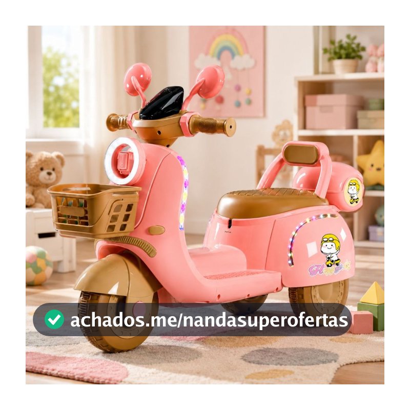Moto Scooter Elétrica Infantil Lambreta 6V Retrô Com Luz e Som