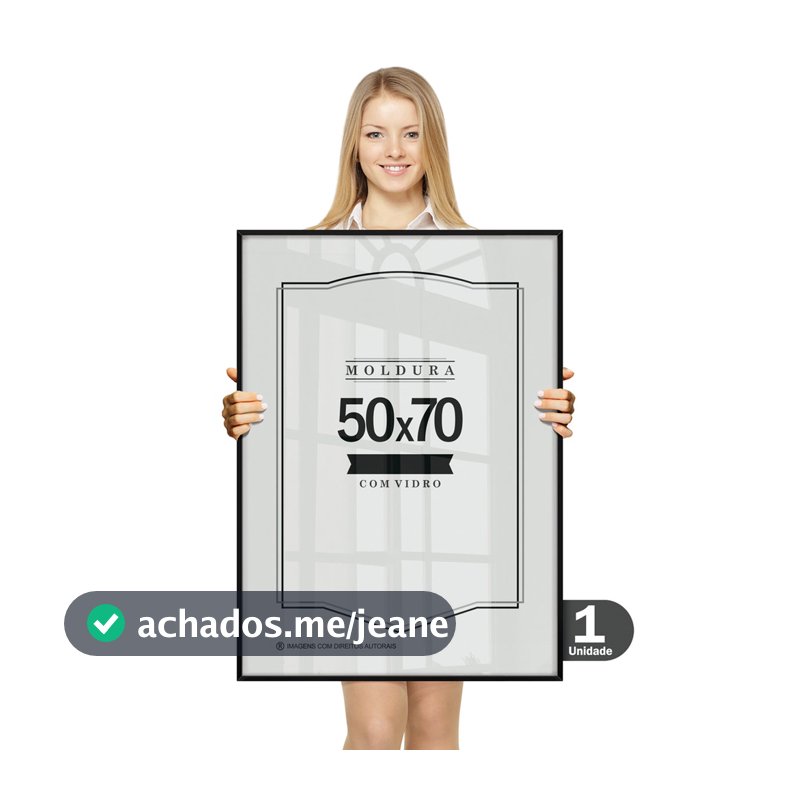 Quadro Moldura de Madeira 50x70 Caixa Alta Grande Vidro ou Acetato Poster Foto Certificado Diploma Decoração de parede