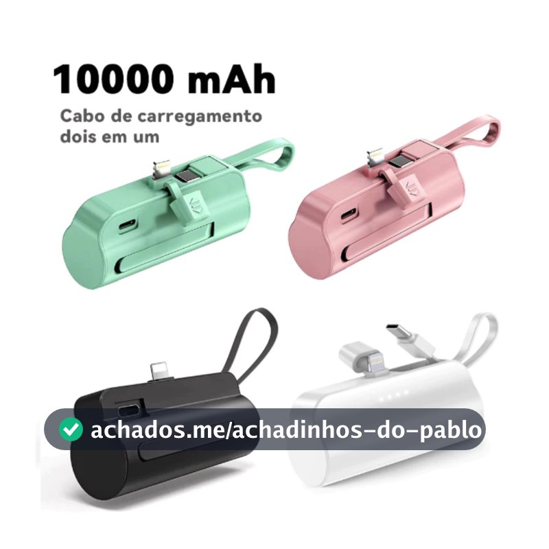 Mini Power Bank Carregador 10000mAh para iPhone eTouch-C 2 em 1