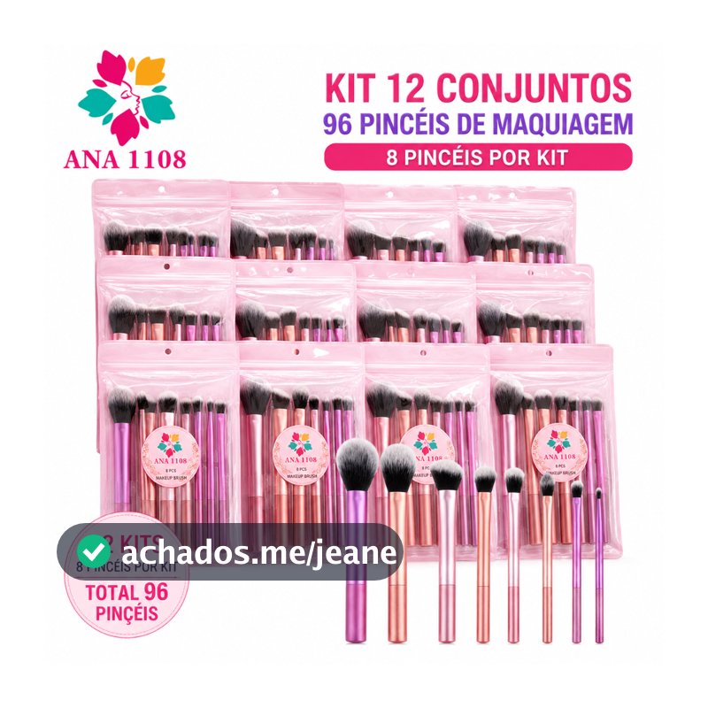 ANA1108 12KIT De Pincéis De Maquiagem Profissional De 8 Unidades De Contém Pincel De Pó