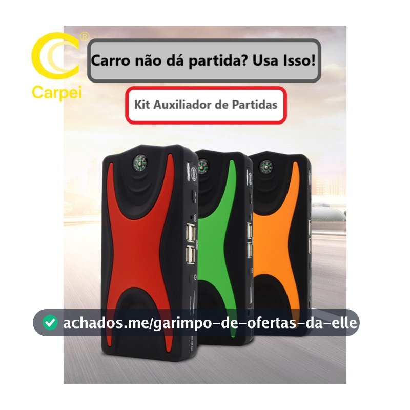 Auxiliador de Partida Com Bateria Portátil Compressor de Ar 12000mAh 12V Moto Carro Notebook Celular