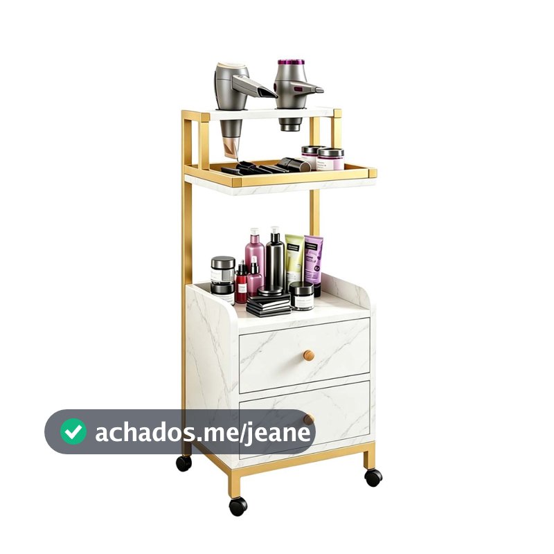 Carrinho Auxiliar Salão Clínica Estética Beleza Cor Premium, Carrinho Auxiliar Móvel Salão Beleza com Suporte