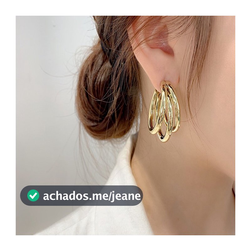 Brincos De Argola Semicírculo Irregular Para Mulheres , Joias Elegantes Multicamadas Versáteis
