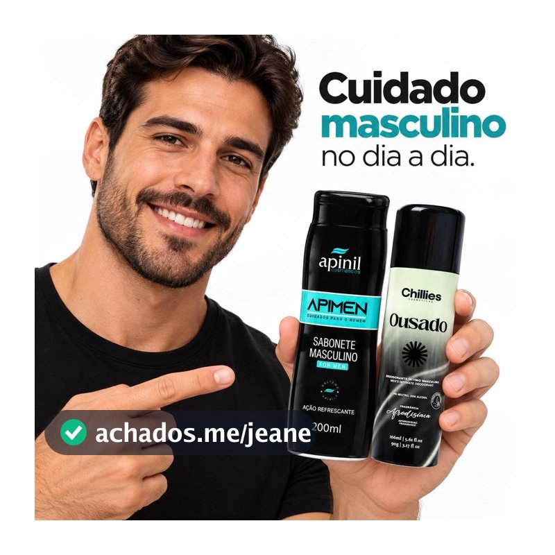 KIT Cuidado Masculino Sabonete Intimo + Desodorante Rotina Prática e Refrescante
