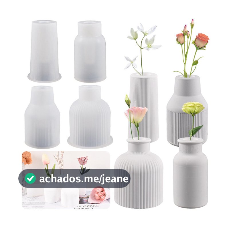 DIY 3D Listras Vaso Molde De Silicone De Gesso Ornamentos Moldes Epóxi Concreto Flores Decoração Jardinagem