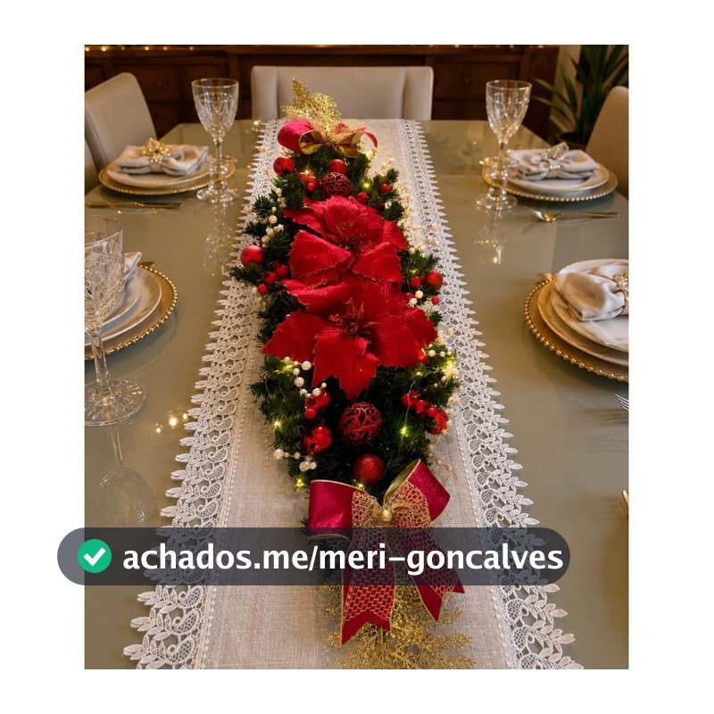 Arranjo Natalino de Mesa Luxo em Vermelho e dourado com pérolas