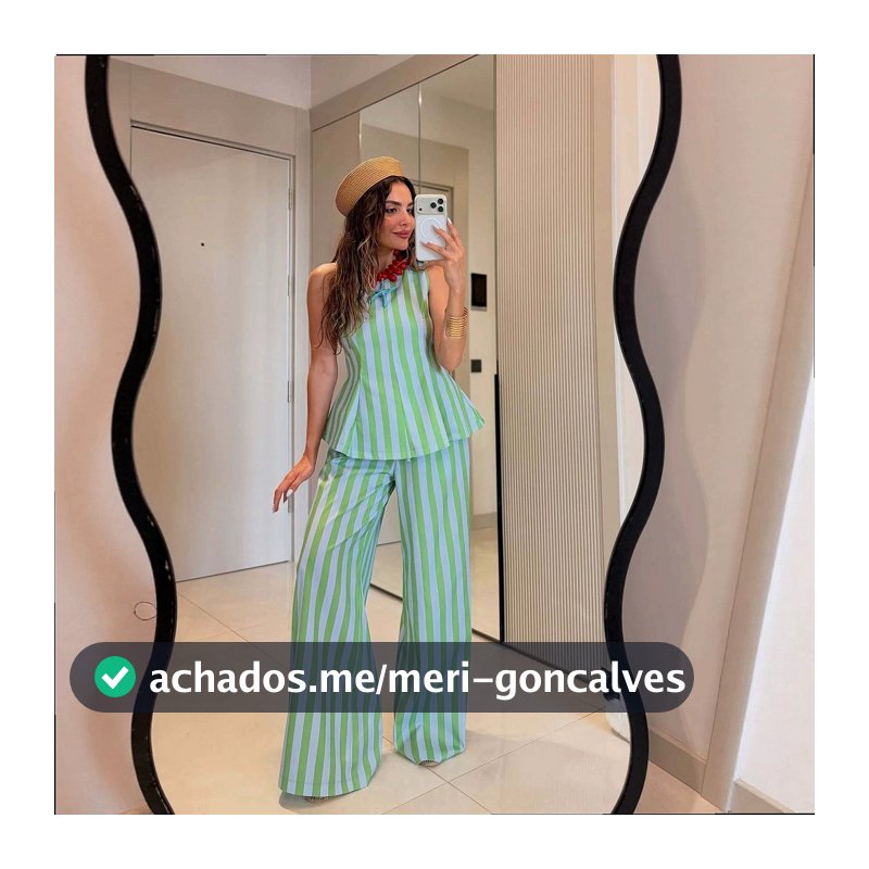 Conjunto Casual Listrado Sem Mangas Com Gola Redonda E Calças Largas 202609-2