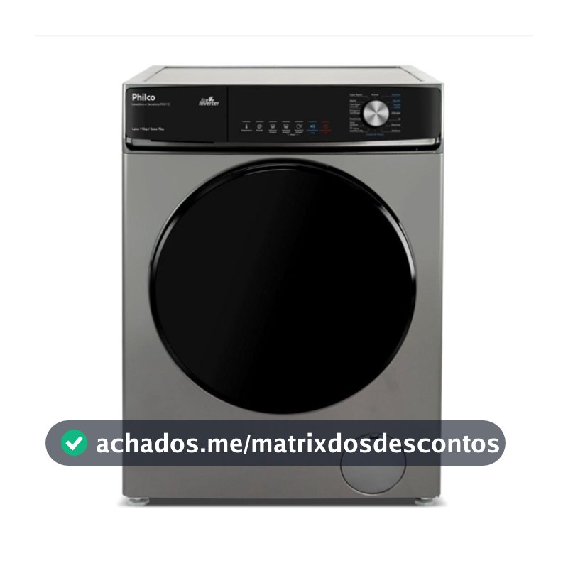 Lava e Seca Philco 16 Programas Eco Inverter 11kg Titânio PLS11C