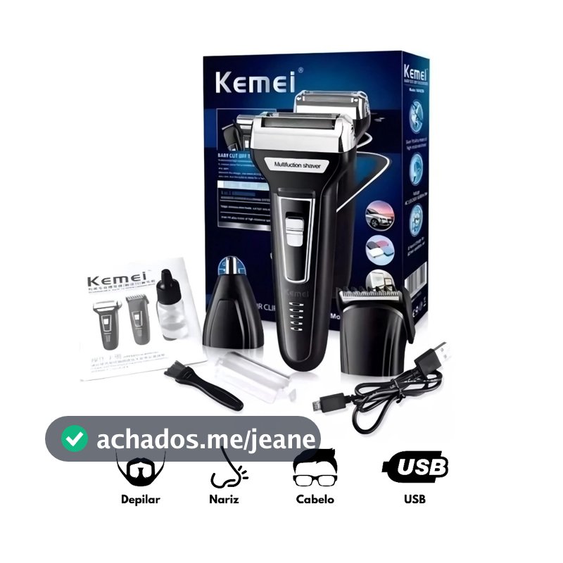 Maquina Barbear Shaver Kemei 3 Em 1 KM-6558