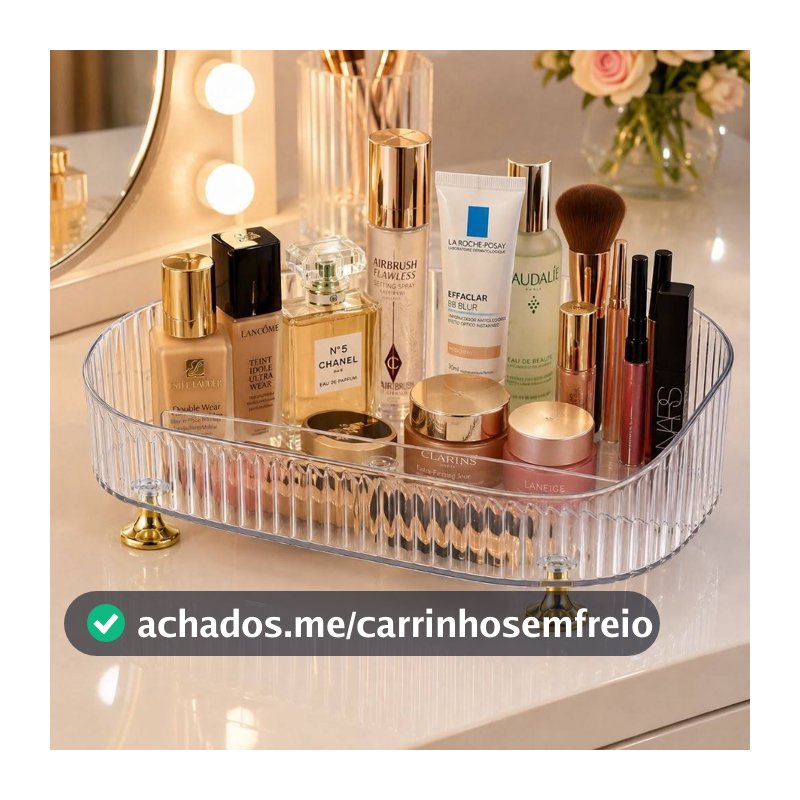 Caixa Organizadora De Mesa Bandeja Multiuso Para Maquiagem e Perfume Transparente