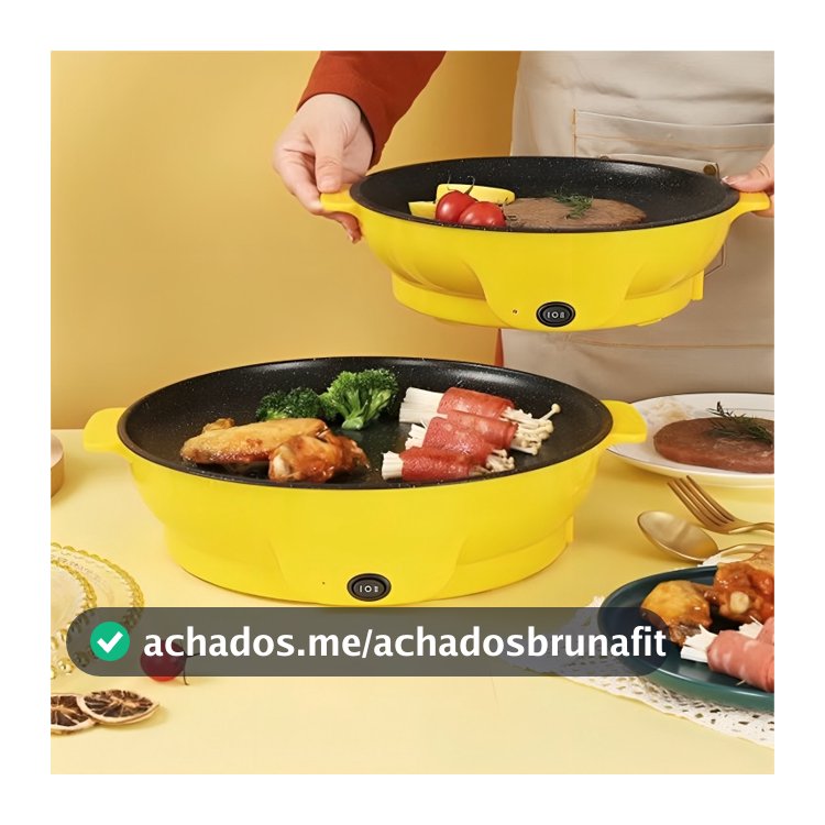Frigideira Elétrica Antiaderente Grill Portátil 110V 220V Panela Elétrica Chapa Grill para Cozinha
