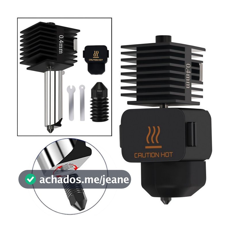 Hotend Completo para Bambu Lab A1 e A1 Mini, Bico 0,4mm de Aço Endurecido Kit Extrusora de Reposição para Impressora 3D