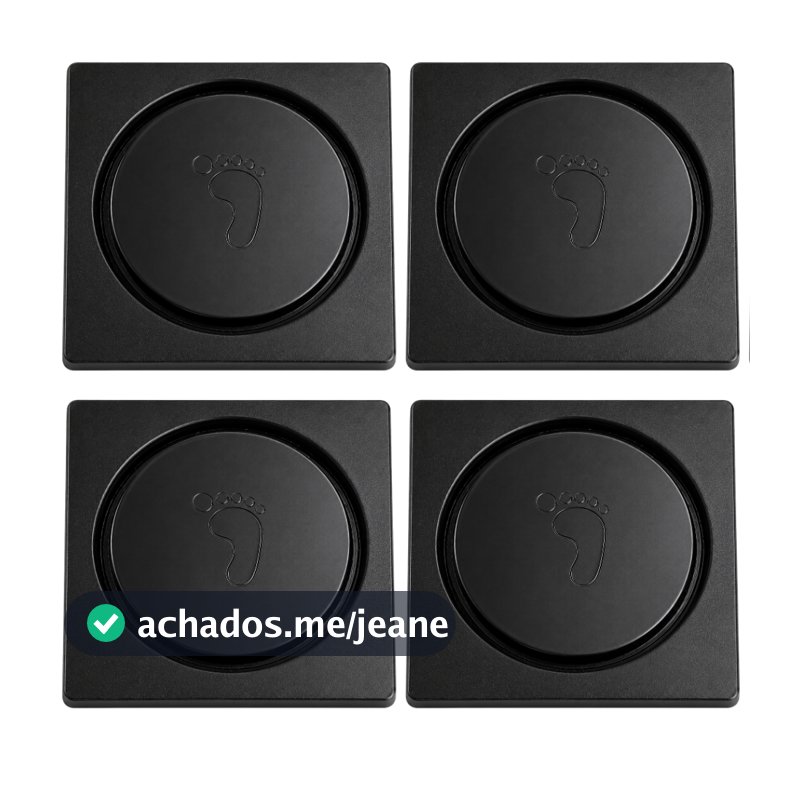 Kit Ralo Click Inteligente 10x10 Preto Fosco Luxo ABS Premium Anti Mau Cheiro para Banheiro e Box