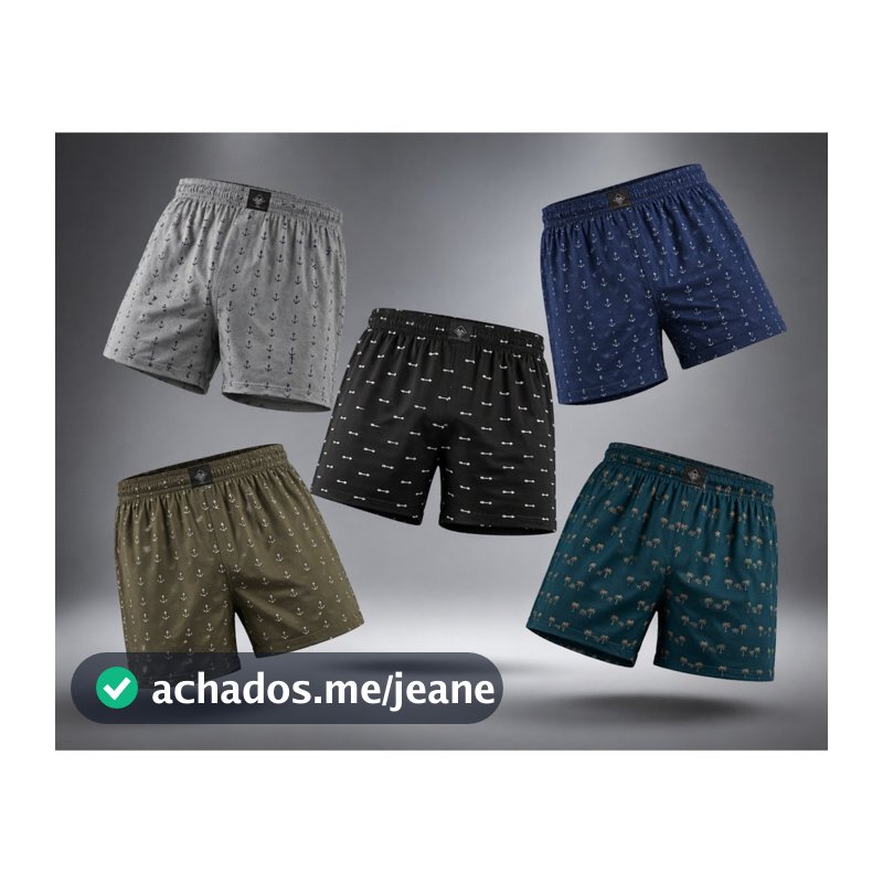 KIT 5 Cueca Samba Canção short de Liganete Estampado