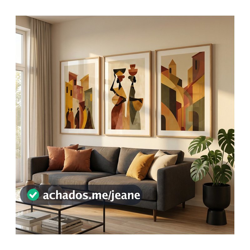 Quadro Brasilidades Trio De Quadros Decorativos Quadro Com Moldura E Vidro Abstrato Os Habitantes