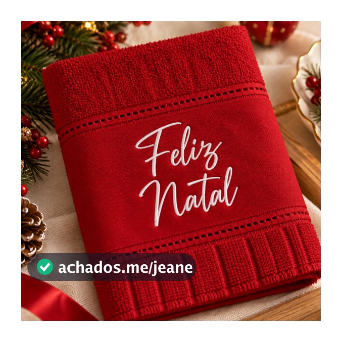 Toalha de Lavabo Natalina Bordada Feliz Natal 30x50 cm | Toalha Decorativa de Natal