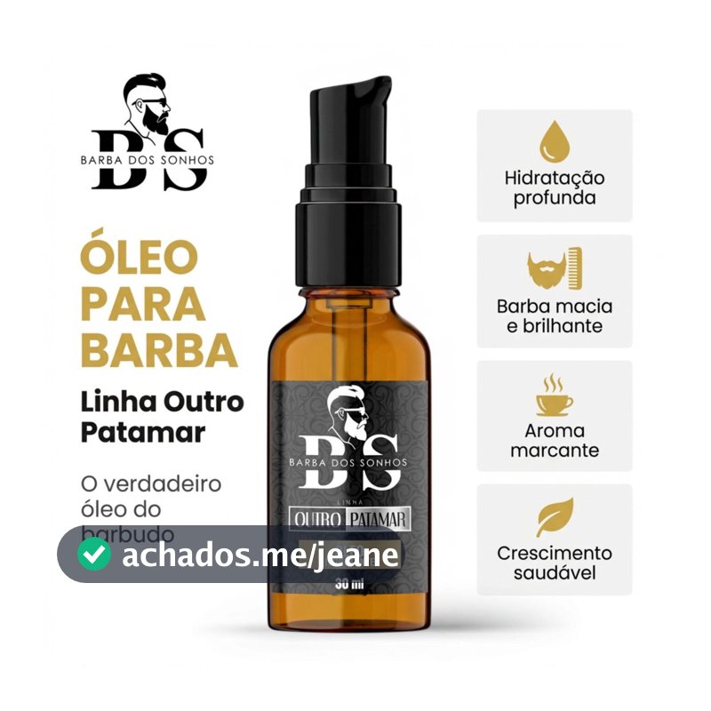 Óleo Para Barba 30ml Hidratante Perfumado Brilho Crescimento Maciez Anti Frizz Profissional Barba dos Sonhos