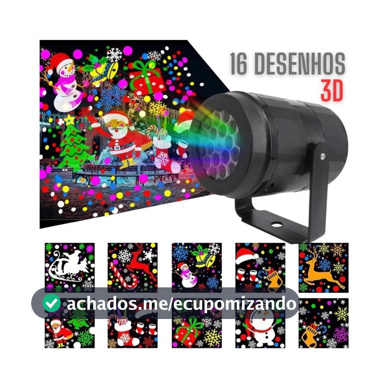 Projetor Led Natal Laser 5 Desenhos Portátil Jardim Natalinos 886 Luz Colorida Decoração