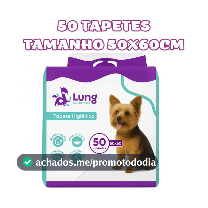 Tapete Higienico 50x60cm 50 Unidades Econômico p/ Cachorro Pet com Adesivo Borda Verde Gel Absorvente