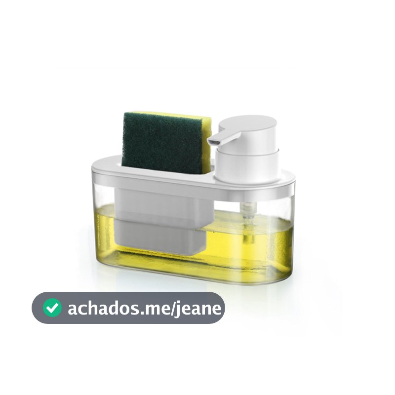 Porta Detergente Líquido e Bucha Dispenser Sabão Líquido Pia Cozinha Branco Arthi