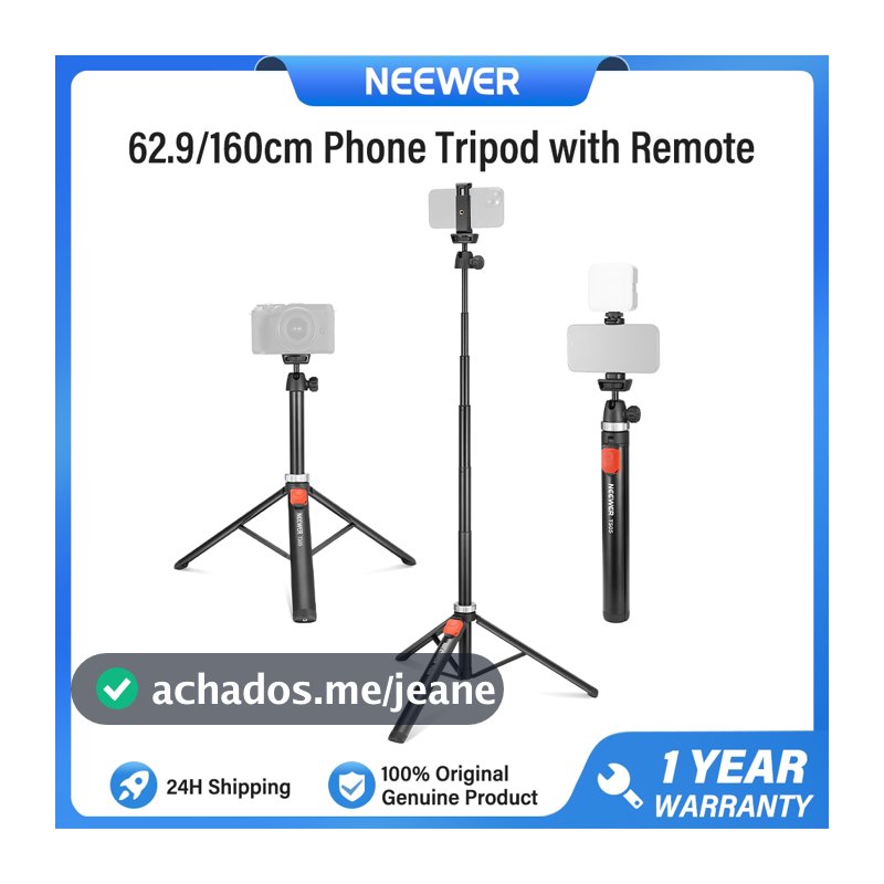 Tripé De Telefone NEEWER De 160 Cm Com Obturador Remoto Bluetooth , Suporte Dobrável Para Viagem Selfie , TS05