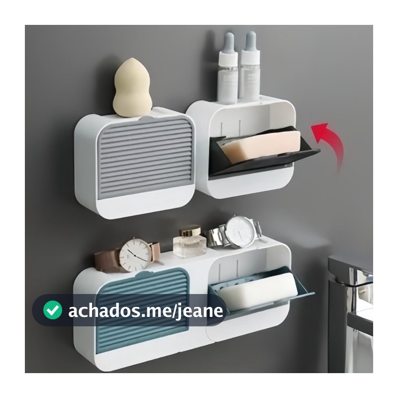 Kit Saboneteira Porta Sabão Duplo Com Adesivo Para Fixação Parede Banheiro Pronta Entrega