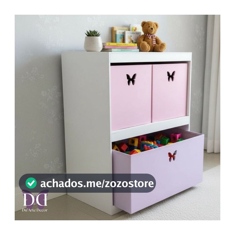 Organizador de Brinquedos Bancada Infantil 3 Gavetas em MDF