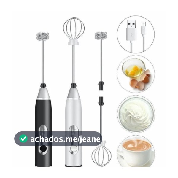 Batedor Misturador Mixer Portátil Elétrico para Bebidas Leite Café Clara de Ovo 2 em 1