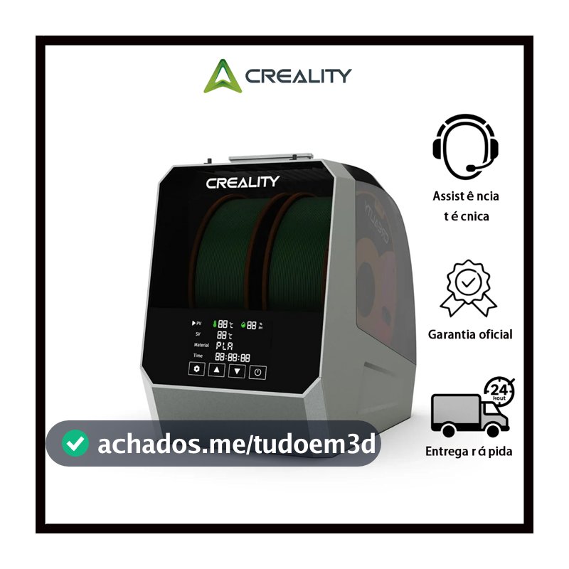 Secador de Filamento Creality Space Pi - Secagem PTC 360° para Impressão 3D Profissional 220V