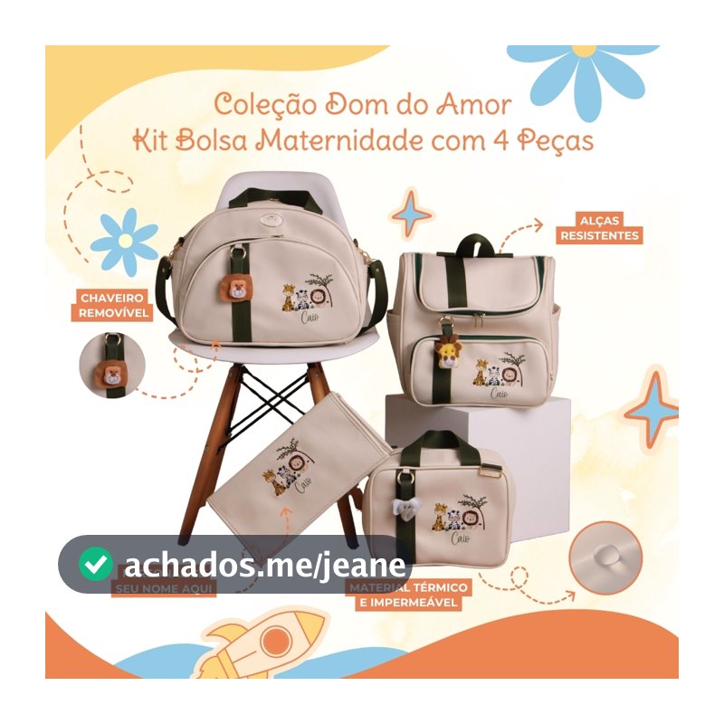 Kit Maternidade 4 Peças Personalizado menino | Coleção Dom do Amor