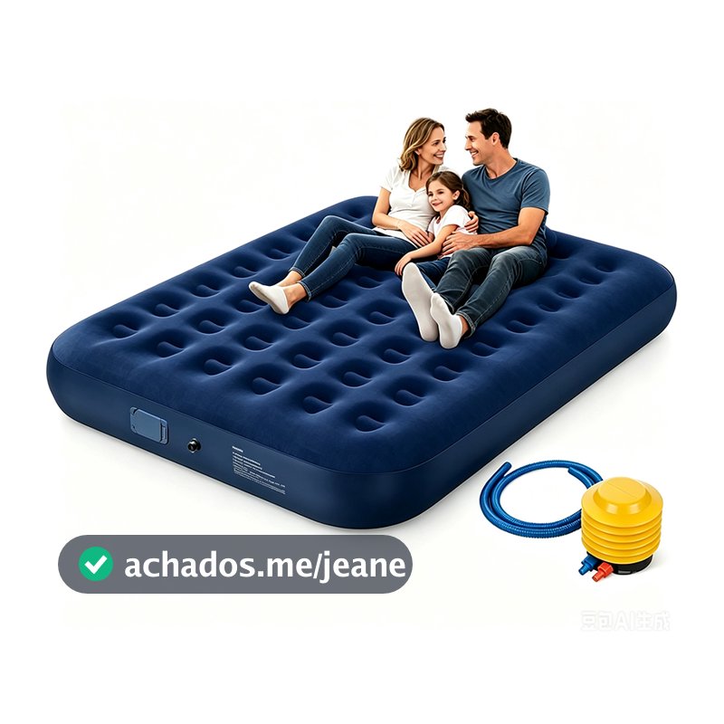 Colchão Inflável Suporta 1000kg Casal Camping Praia + Bomba de Ar Manual