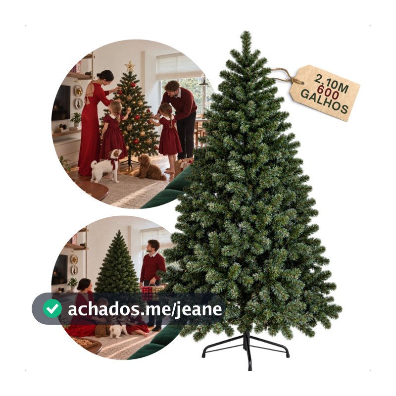 Árvore De Natal Pinheiro 210cm 600 Galhos Cheia Premium Verde