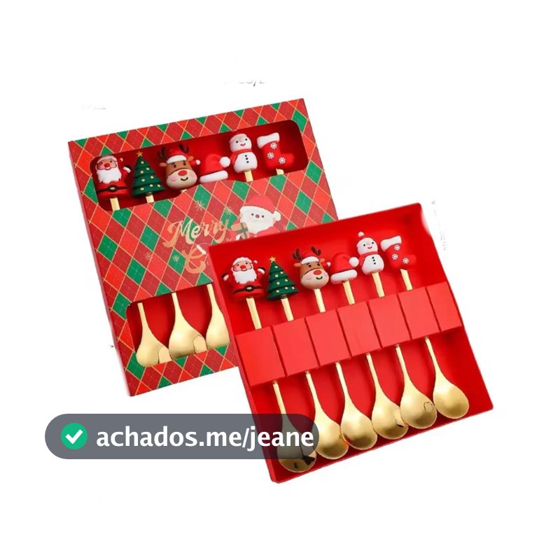 Conjunto com 6 Talheres de Sobremesa de Natal
