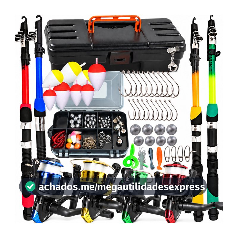 Mega Kit de Pesca Completo Varas Molinetes Caixa Maleta, com Anzóis, Boias, Chumbos e Iscas OU APENAS MALETA COM ACESSOR