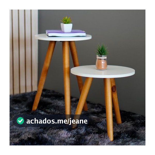 Jogo de Mesas Canto E Apoio De Sofá Pe Palito de Madeira Sala Quarto
