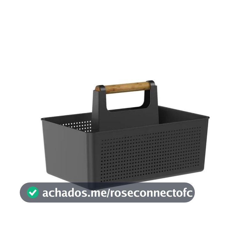 Organizador Multiuso Lavanderia Armazenamento e Transporte de Utensílios de Limpeza Flow Preto