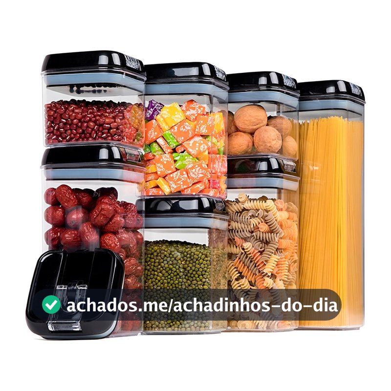 Conjunto 7 Potes Herméticos Acrílico Mantimentos Transparente