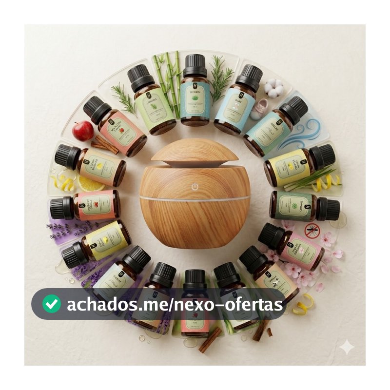 Kit Aromatizador Difusor Umidificador Elétrico Ambiente + 12 Essências 10ml