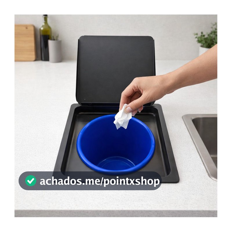 Lixeira De Embutir Bancada Tampa em 5L Aço Inox Banheiro Cozinha Basculante Resistente
