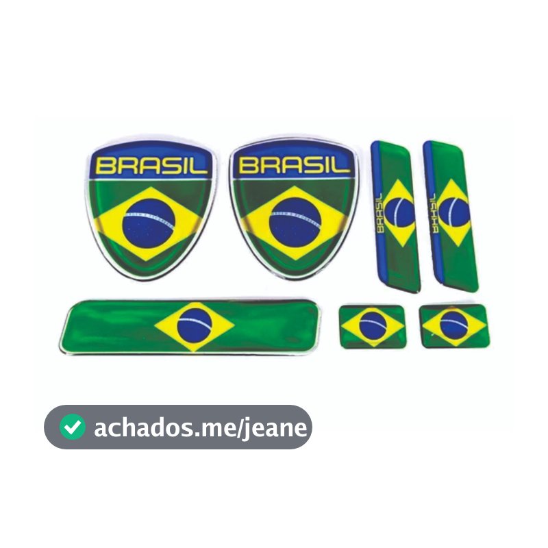 Kit Emblema Automotivo Escudo Placa Coluna Brasil Resinado em 3D Alto Relevo