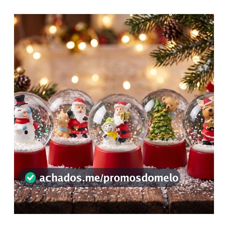 Globo de Neve Natalino Enfeite de Natal Decorativo Mini Globo com Base Vermelha 5 Modelos 6cm