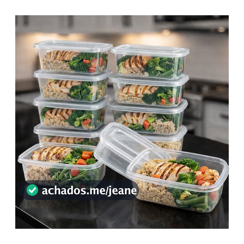 Potes Marmitas 1.000ml 1kg 10/8/6/4/1 Unidades Vasilhas transparentes BPA FREE reutilizável microondas