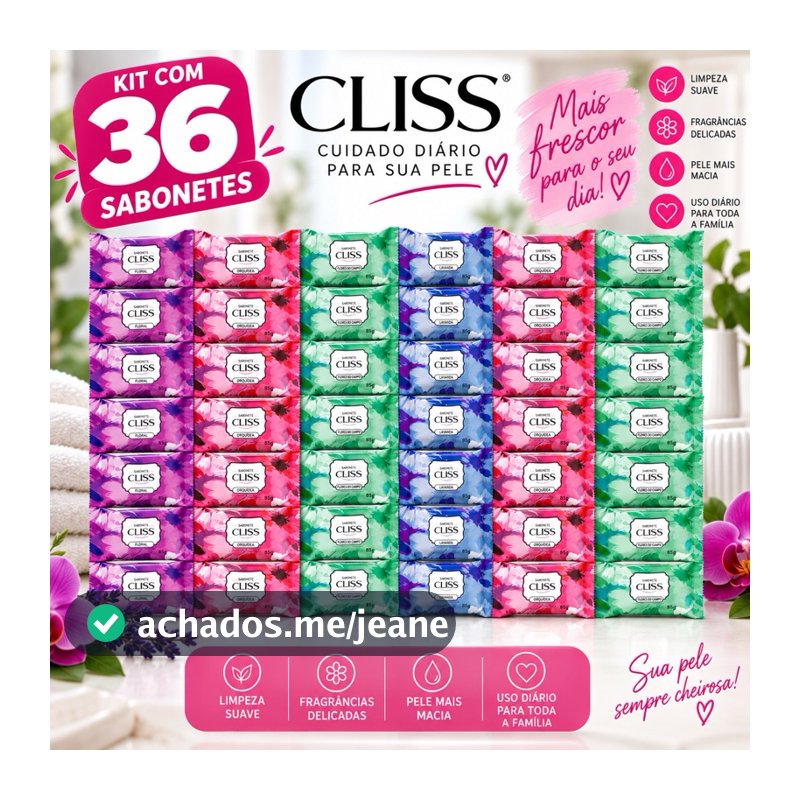 Sabonetes CLISS 85g – Fragrâncias Sortidas | Kit até 36un