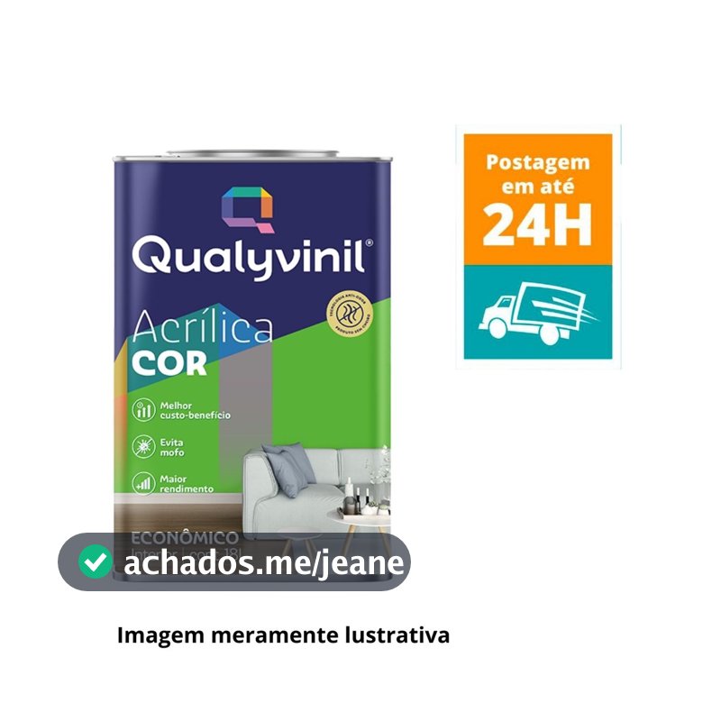 Tinta Acrílica para Parede Econômica Interna18L ideal para quartos, sala, escritório