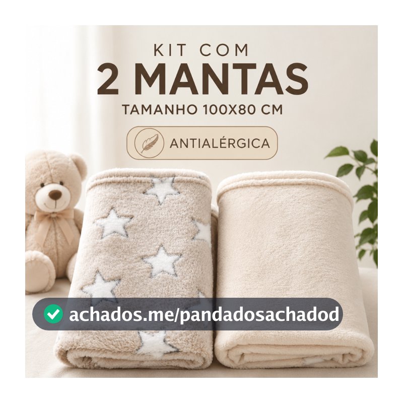 2 Mantas de Bebe Menino Menina Cobertor Microfibra Saída Maternidade Mantinha Macias Frio 100x 80 cm