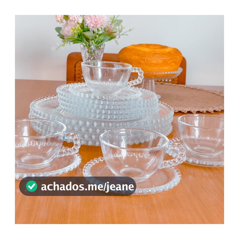 Kit Jogo Jantar e Café-4 Xícaras com Pires|4 Pratos Sobremesa|4 Pratos Jantar Pearl Wolff