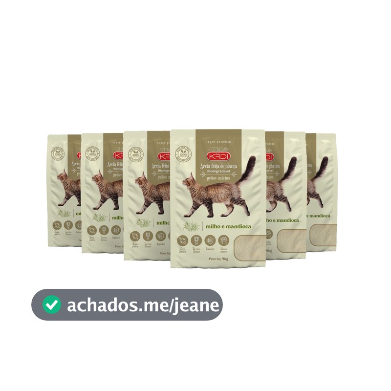 24kg AREIA HIGIÊNICA BIODEGRADÁVEL KADI PARA GATOS GRÃOS MISTOS
